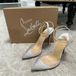 Christian Louboutin Spikaqueen 100 pvc white pumps